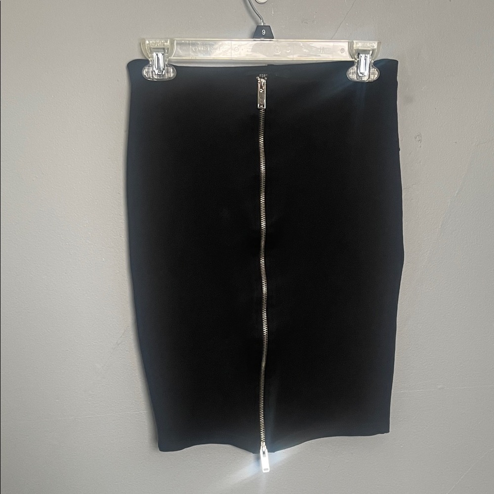 Forever 21 S full zip black fitted pencil skirt career academia mob wife